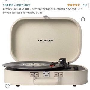 Crosley vintage suitcase record player in “dune”